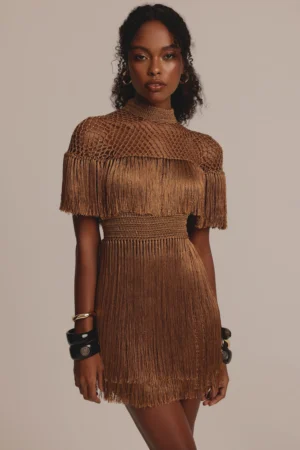 VESTIDO CURTO OURO VELHO OCRE