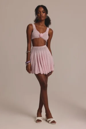 CONJUNTO SAIA E TOP FLOR ROSA BEBÊ