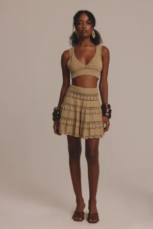 CONJUNTO SAIA E TOP MELISSA DOURADO