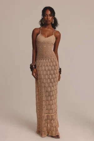VESTIDO LONGO GOLDSTONE BEGE