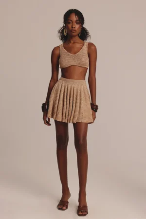 CONJUNTO SAIA E TOP PAULA BEGE